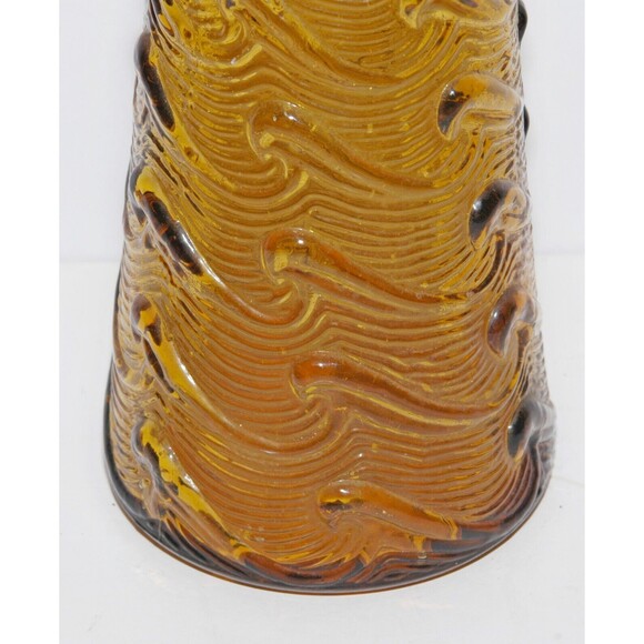 Vintage Empoli Amber Wave Genie Bottle Decanter Italy Mid Century Modern Glass - Picture 6 of 10